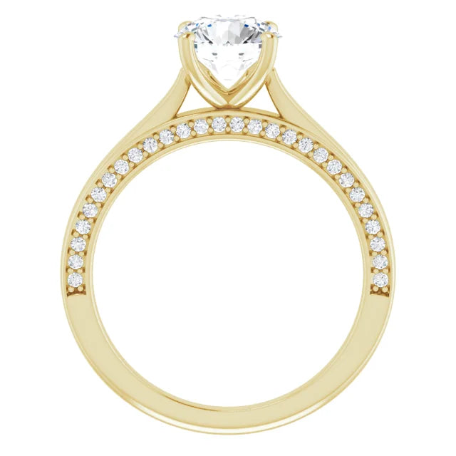 Round Brilliant Solitaire & Hidden Diamond Band Engagement Ring