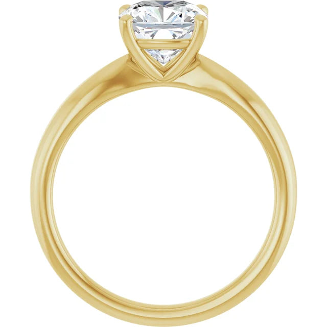 Cushion Yellow Gold Solitaire Moissanite Engagement Ring