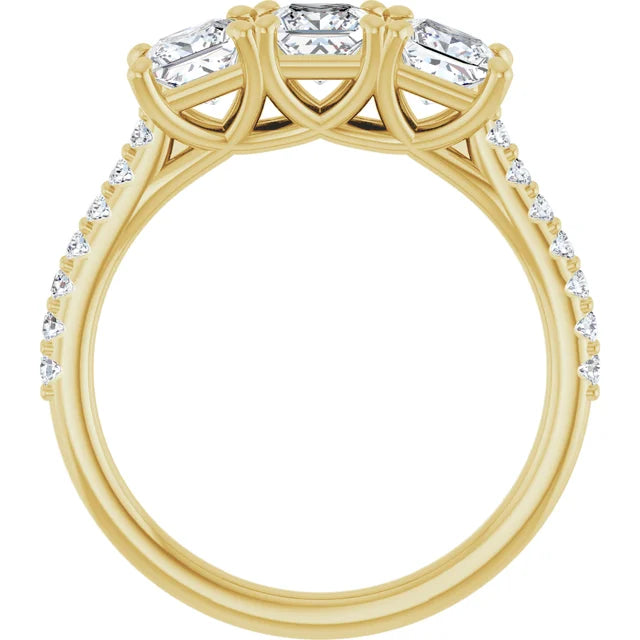 Princess Tri -Stone Style Engagement Ring