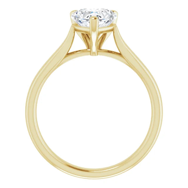 Heart Yellow Gold Solitaire Moissanite Engagement Ring