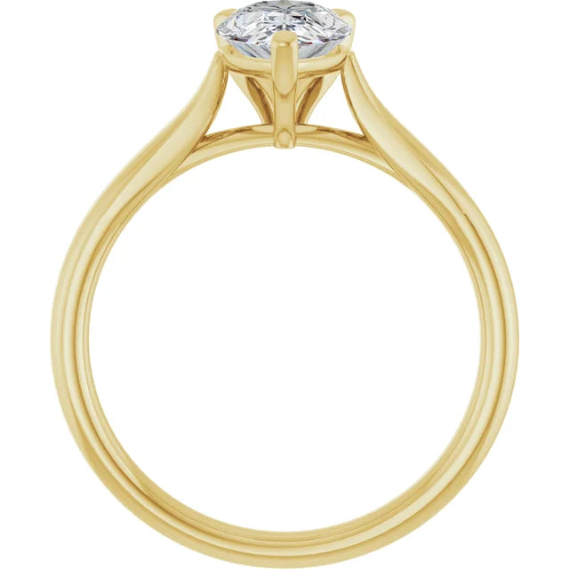 Three Claw Pear Solitaire Engagement Ring