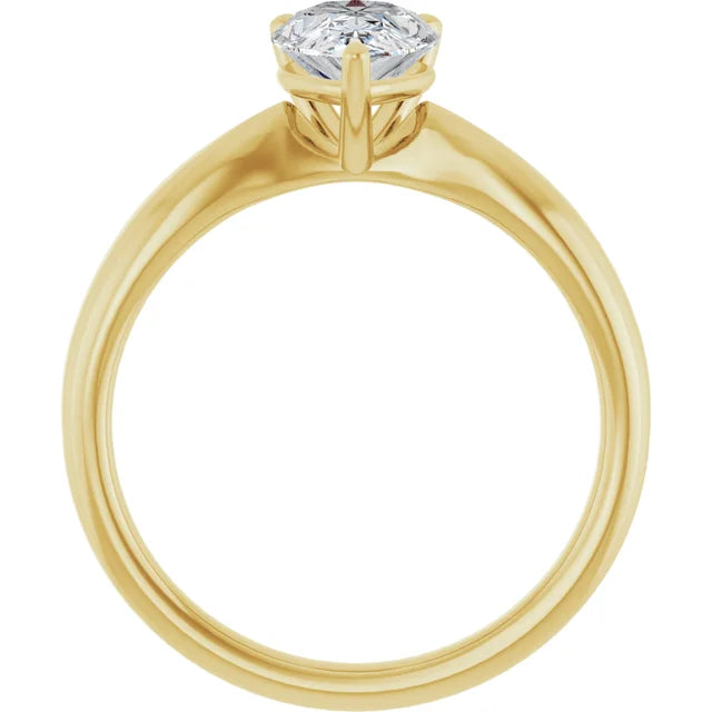 Pear Yellow Gold Solitaire Moissanite Engagement Ring