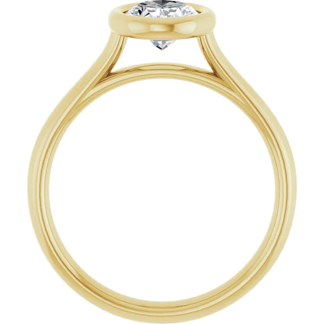 Oval Solitaire Yellow Gold Bezel Moissanite Engagement Ring