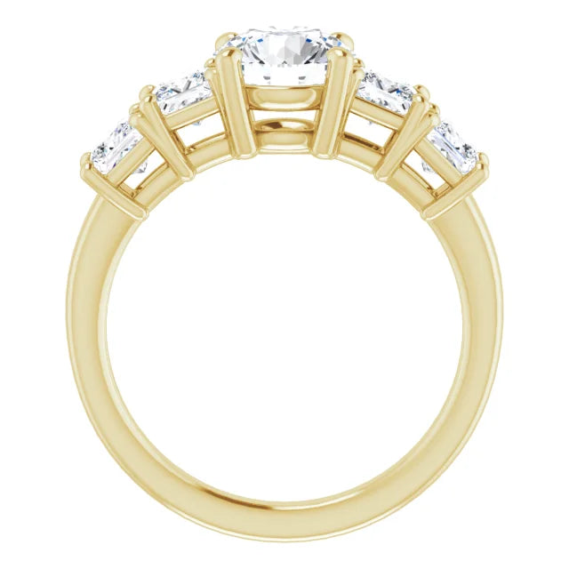 Round Brilliant Multi Stone Accent Style Engagement Ring