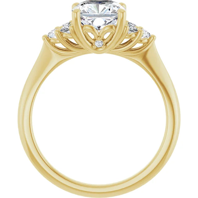 Cushion Yellow Gold Accent Style Moissanite Engagement Ring