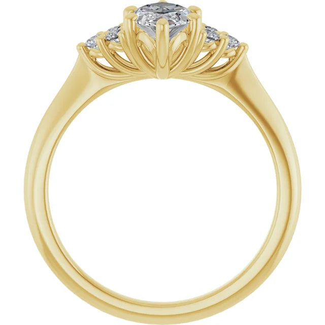 Marquise Yellow Gold Accent Style Moissanite Engagement Ring