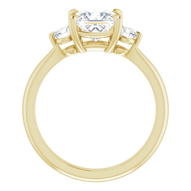 Princess Yellow Gold Tri Stone Moissanite Engagement Ring