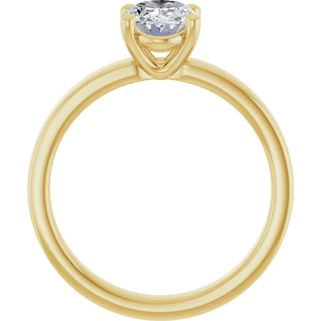 Oval Wide Band Solitaire Engagement Ring