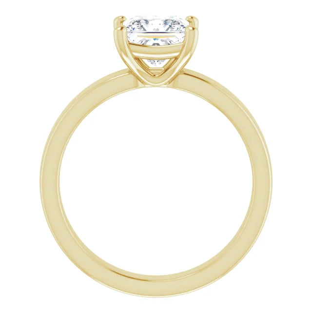 Princess Yellow Gold Wide Band Solitaire Moissanite Engagement Ring