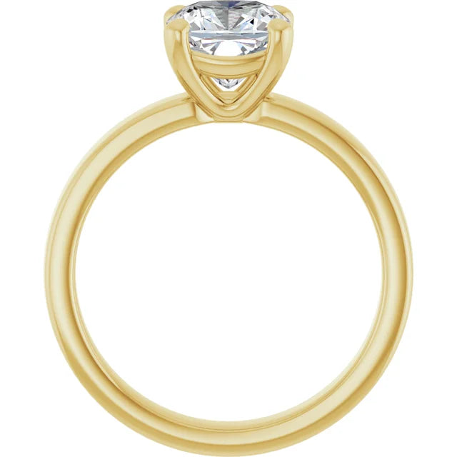 Cushion Yellow Gold Wide Band Solitaire Moissanite Engagement Ring