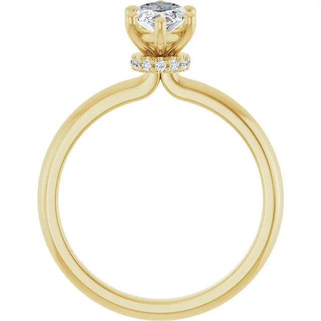 Marquise Yellow Gold Solitaire Moissanite Engagement Ring