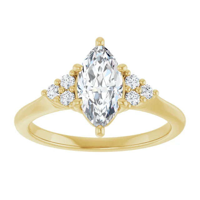 Marquise Yellow Gold Accent Style Moissanite Engagement Ring