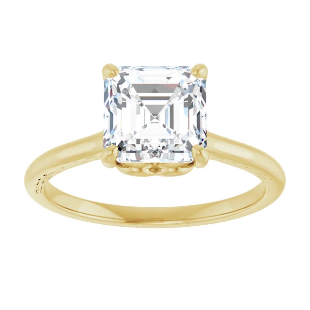 Four Claw Asscher Solitaire Engagement Ring