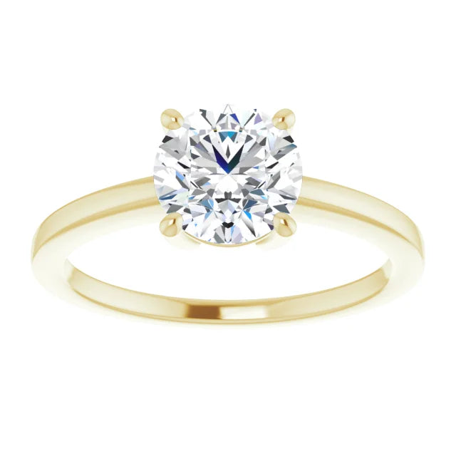 Round Brilliant Yellow Gold Solitaire Moissanite Engagement Ring