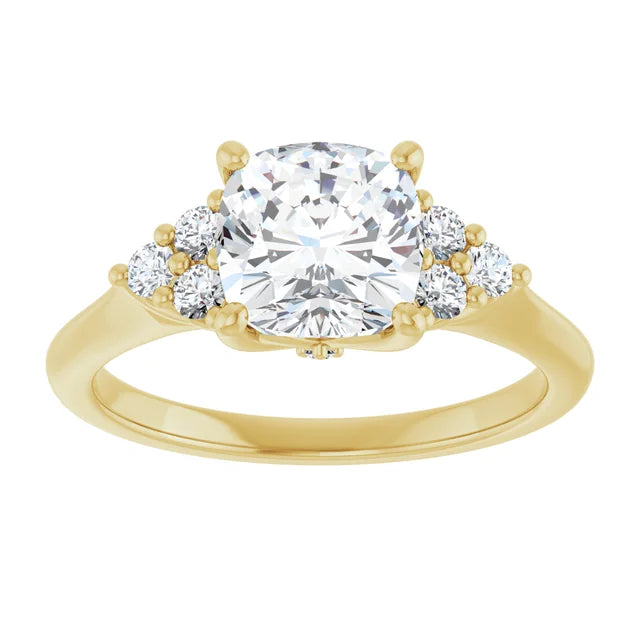 Cushion Yellow Gold Accent Style Moissanite Engagement Ring