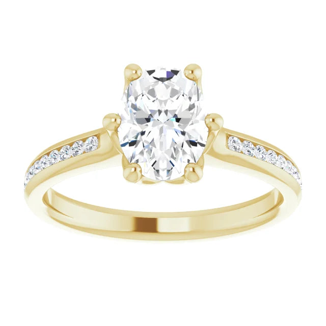 Oval Six Claw Channel Set Style Engagement Ring