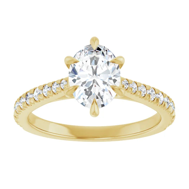 Oval Six Claw Set Style Engagement Ring
