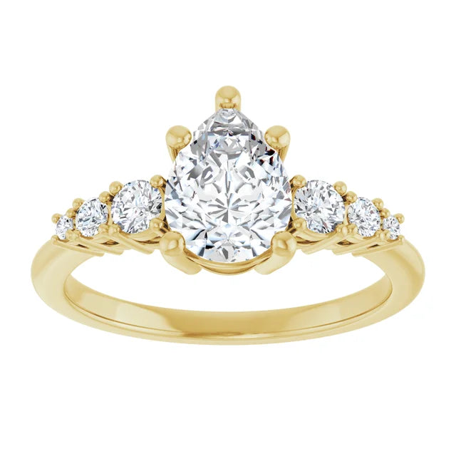 Pear Multi Stone Accent Style Engagement Ring
