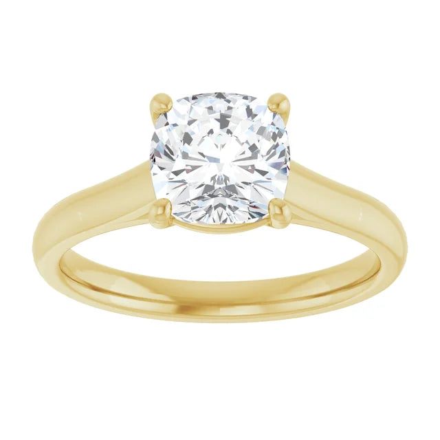Four Claw Cushion Solitaire Engagement Ring