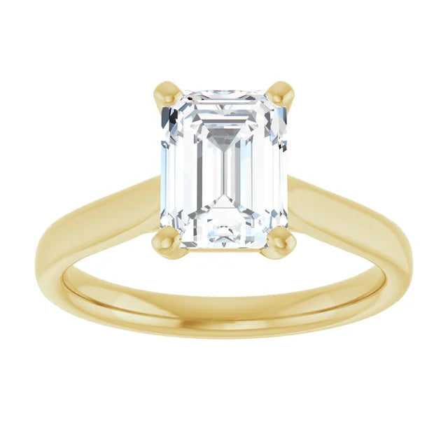 Four Claw Emerald Solitaire Engagement Ring