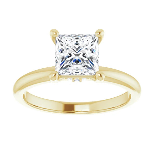 Princess Yellow Gold Solitaire Moissanite Engagement Ring