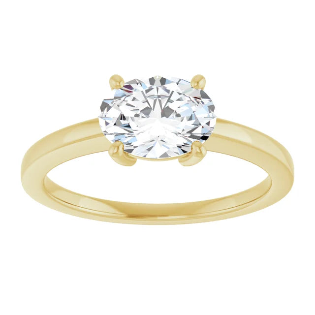 Oval Yellow Gold Solitaire Moissanite Engagement Ring