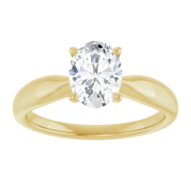 Oval Yellow Gold Solitaire Moissanite Engagement Ring