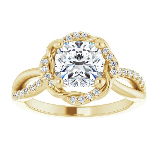 Cushion Antique Inspired Design Engagement Ring