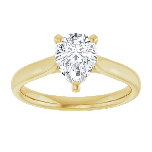 Three Claw Pear Solitaire Engagement Ring