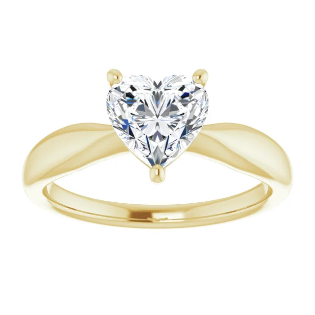 Heart Yellow Gold Solitaire Moissanite Engagement Ring
