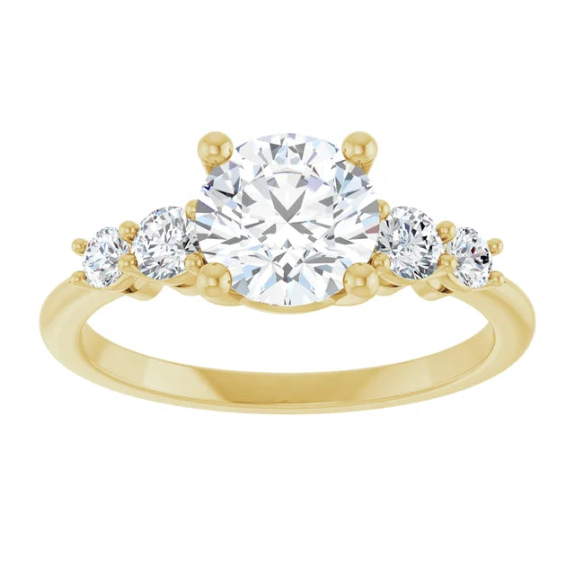Round Brilliant Multi Stone Accent Style Engagement Ring