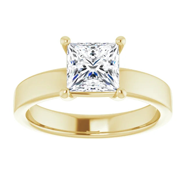 Princess Wide Band Solitaire Engagement Ring