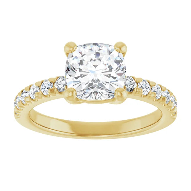 Cushion Four Claw Set Style Engagement Ring