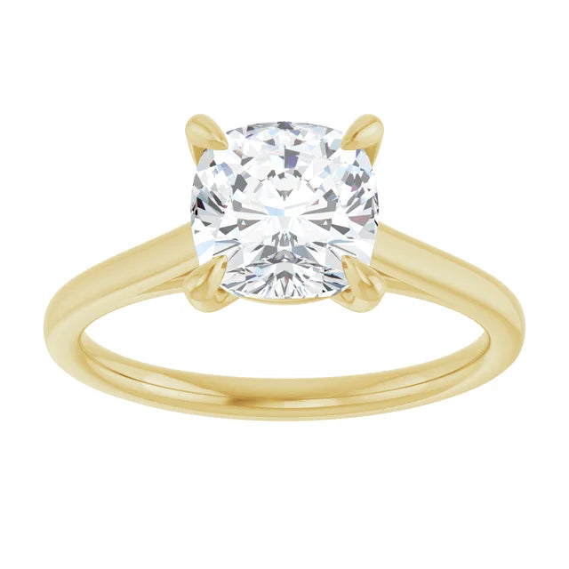Four Claw Cushion Solitaire Engagement Ring