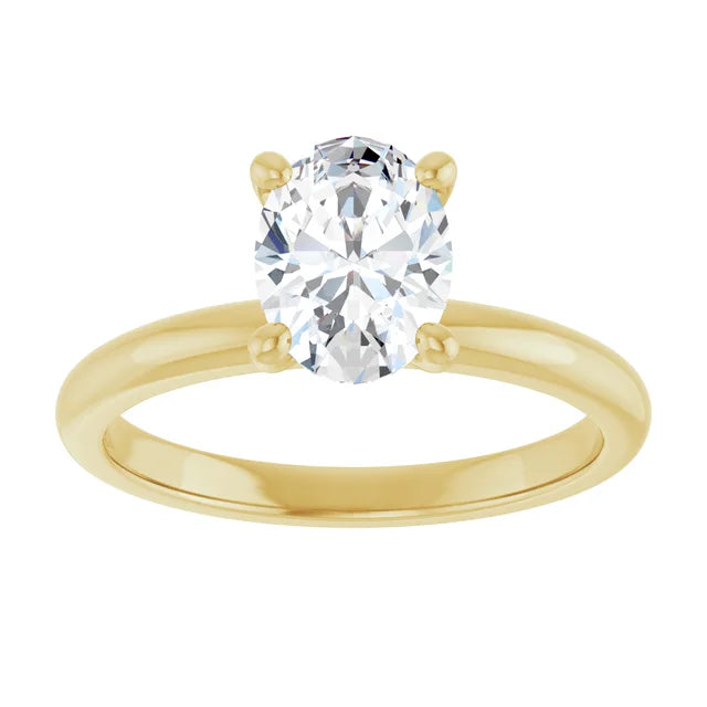 Oval Low Hidden Halo Solitaire Engagement Ring