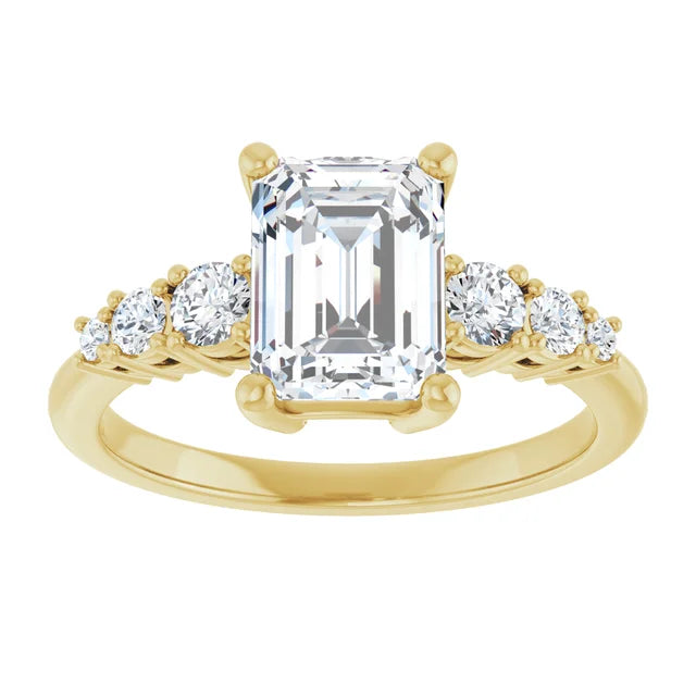 Emerald Multi Stone Accent Style Engagement Ring