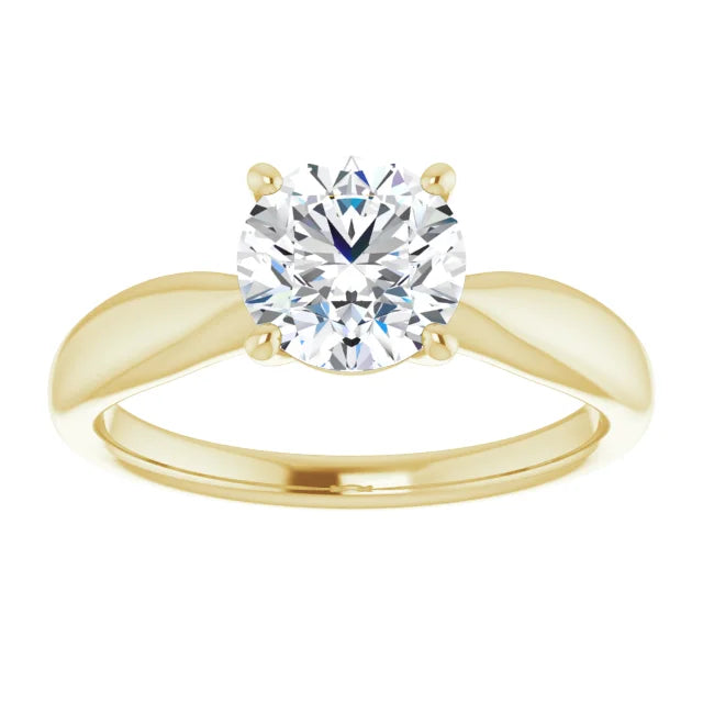 Round Brilliant Yellow Gold Solitaire Moissanite Engagement Ring