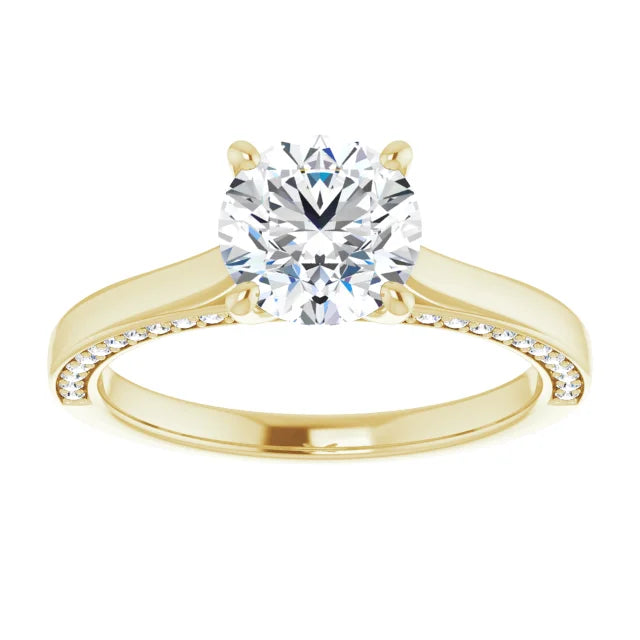 Round Brilliant Solitaire & Hidden Diamond Band Engagement Ring