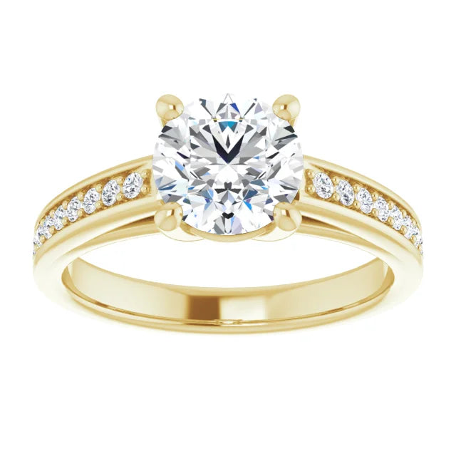 Round Brilliant Yellow Gold Claw Set Style Moissanite Engagement Ring
