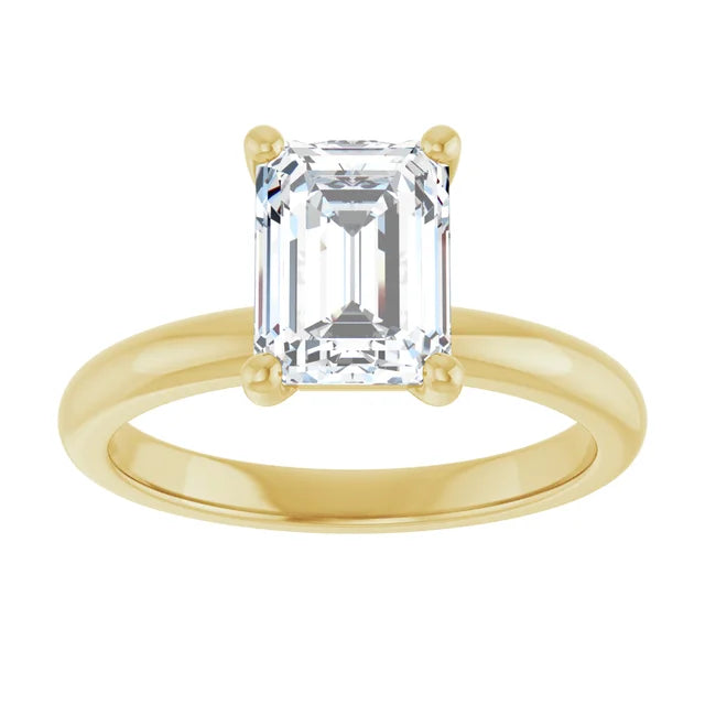 Emerald Low Hidden Halo Solitaire Engagement Ring
