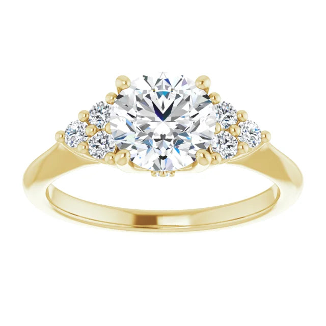 Round Brilliant Yellow Gold Accent Style Moissanite Engagement Ring