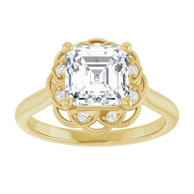 Asscher Antique Inspired Design Engagement Ring