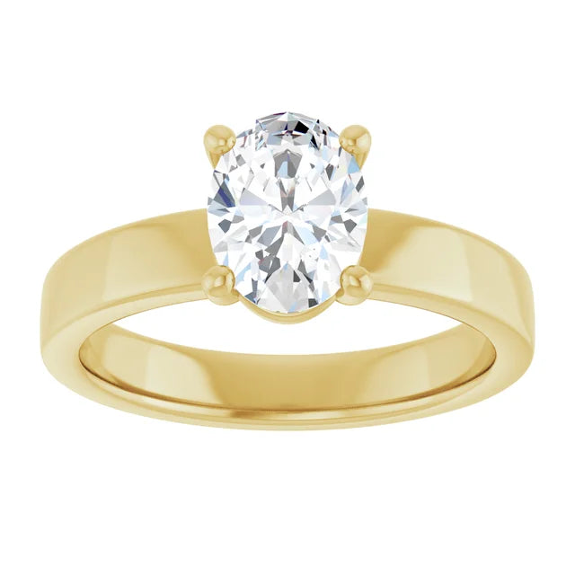 Oval Wide Band Solitaire Engagement Ring