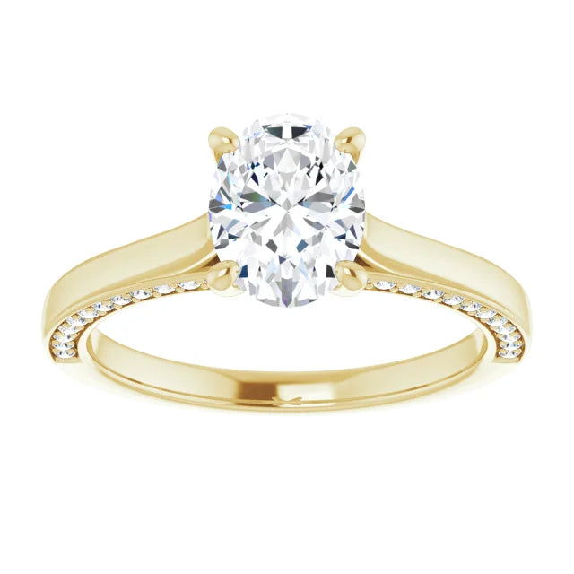 Oval Yellow Gold Solitaire Moissanite Engagement Ring
