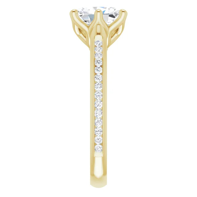 Oval Six Claw Channel Set Style Engagement Ring