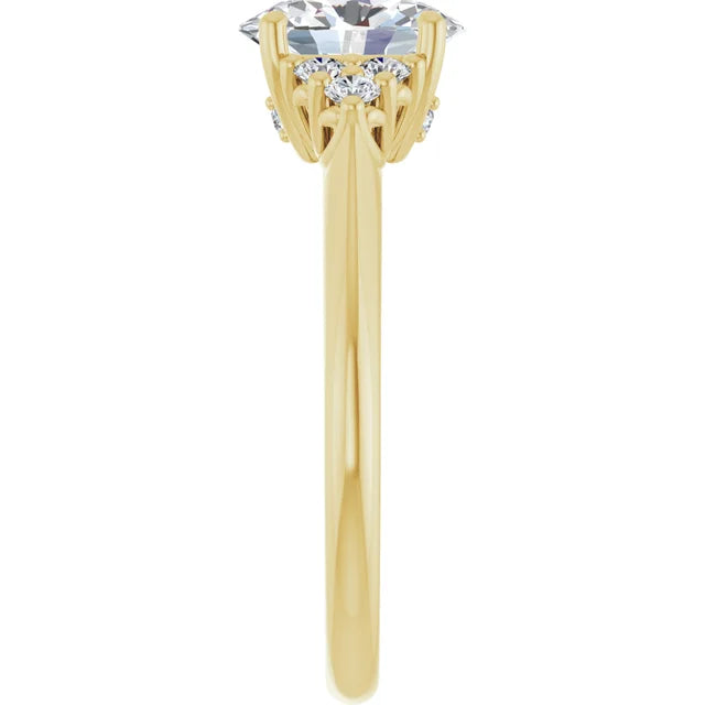 Oval Yellow Gold Accent Style Moissanite Engagement Ring