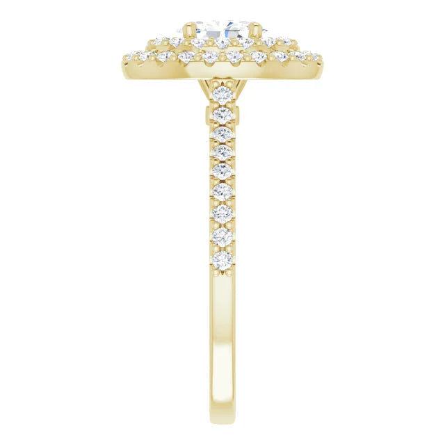 Oval Double Halo Yellow Gold Lab Diamond Engagement Ring