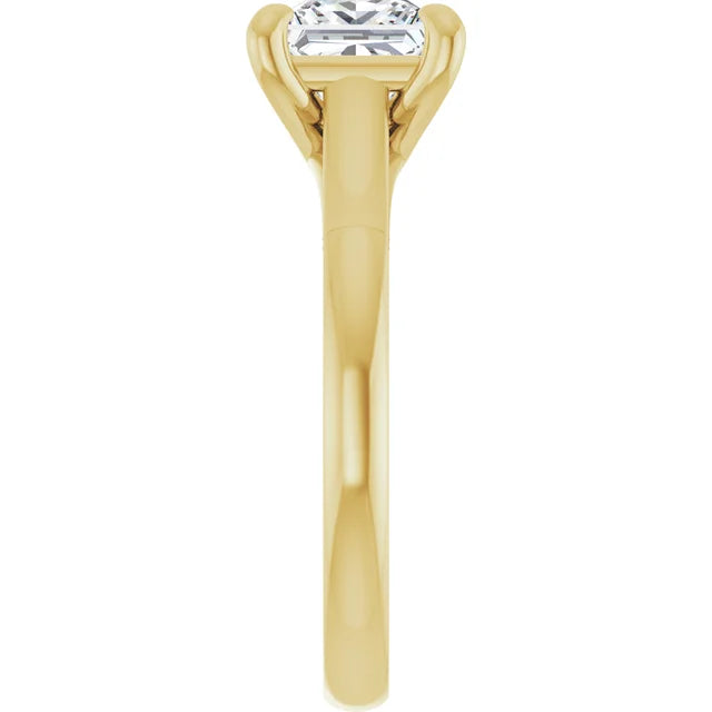 Four Claw Princess Solitaire Engagement Ring