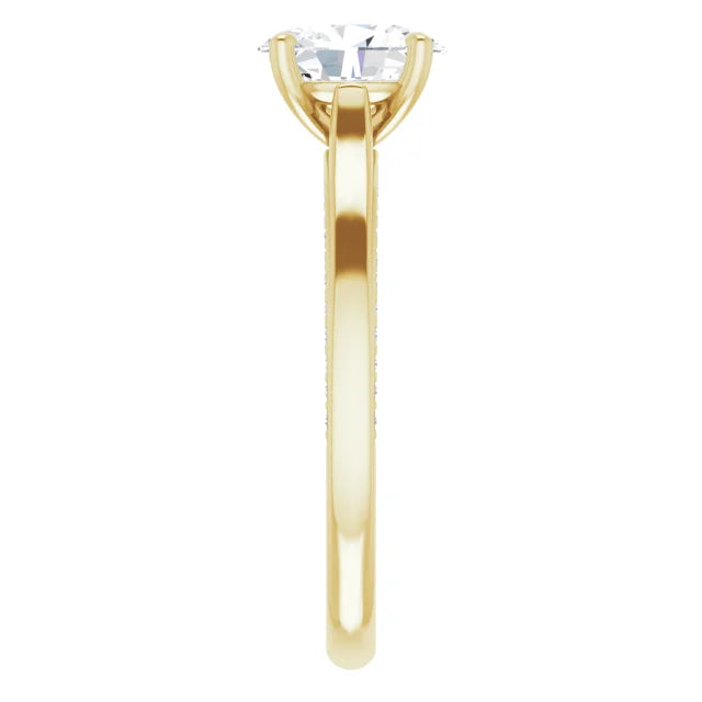 Oval Yellow Gold Solitaire Moissanite Engagement Ring