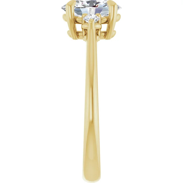 Oval Yellow Gold Accent Moissanite Engagement Ring